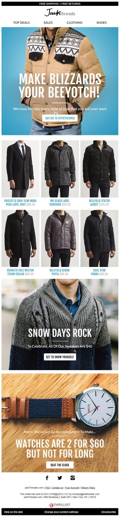 jackthreads fashion ecommerce email marketing examples