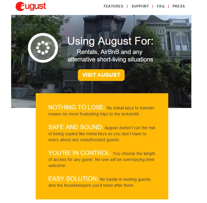 August smart house email marketing example