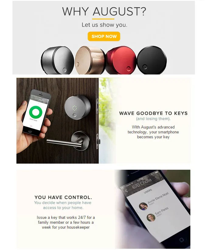 August smart house welcome onboarding email marketing example