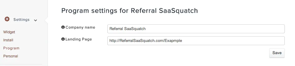 Edit Landing Page in Referral SaaSquatch