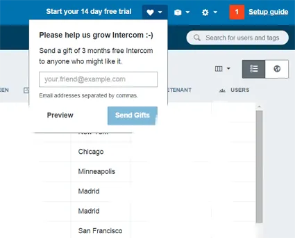 Intercom referral program example