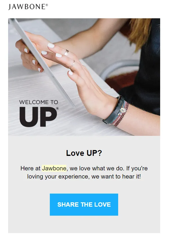 jawbone wearables tech email marketing example 4