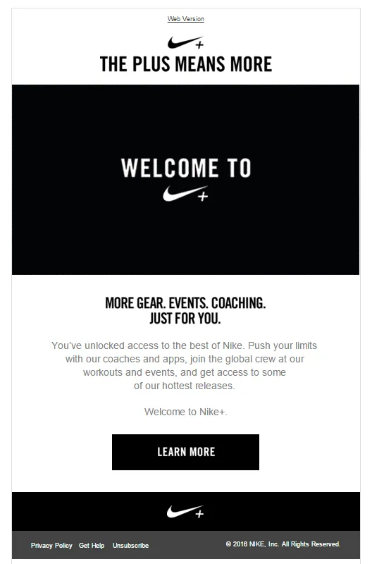 NikePlus wearables tech onboarding email marketing example