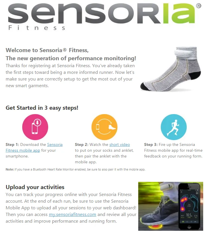 Sensoria wearables tech email marketing example