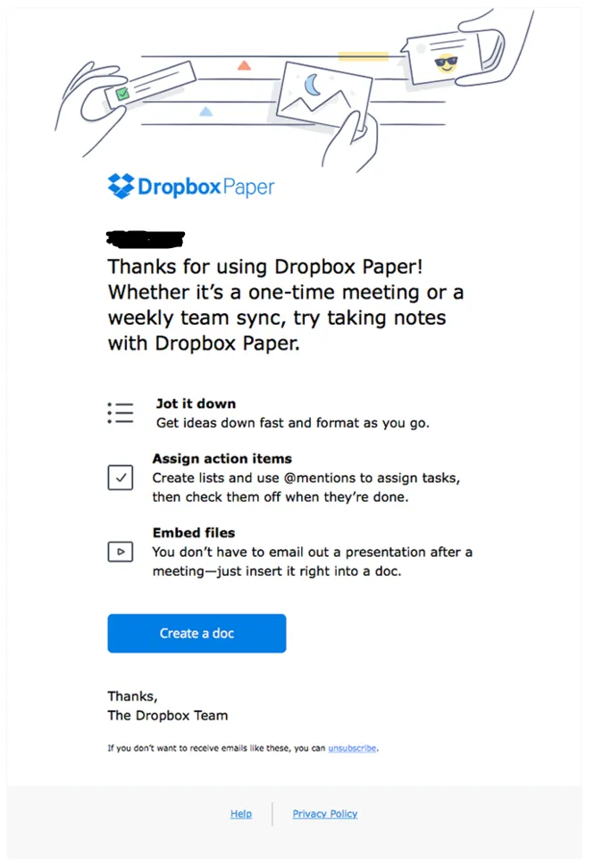  dropbox-paper-behavioral-email-marketing-example