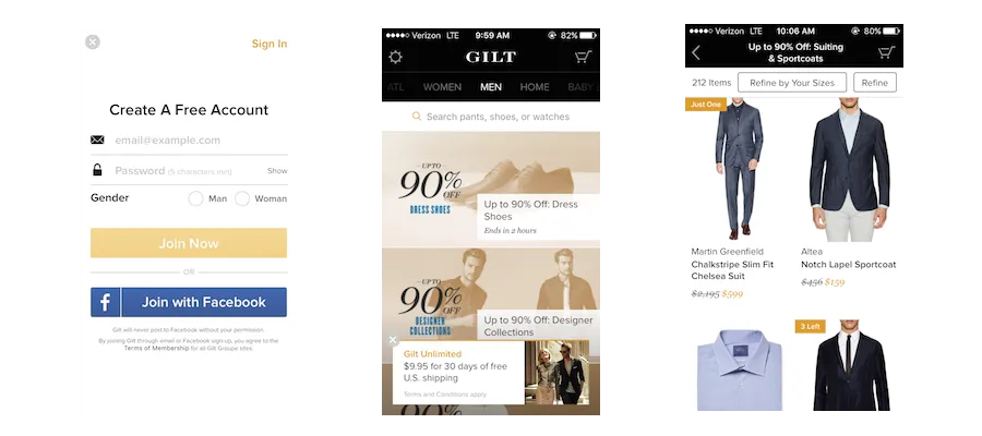 gilt mobile marketing personalization fashion ecommerce example