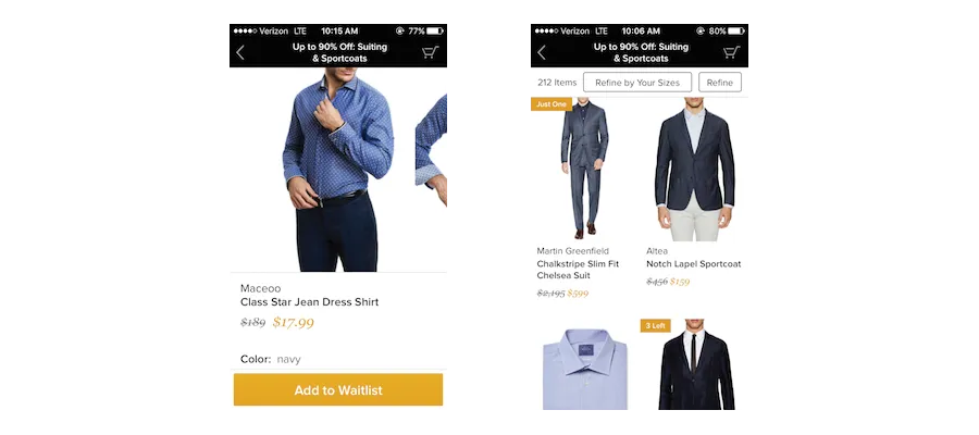 gilt mobile marketing personalization fashion ecommerce example 2