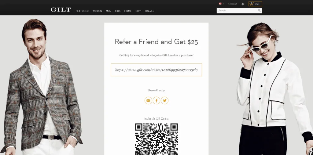 gilt refer-a-friend program web example