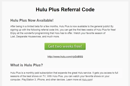 hulu plus referral program example