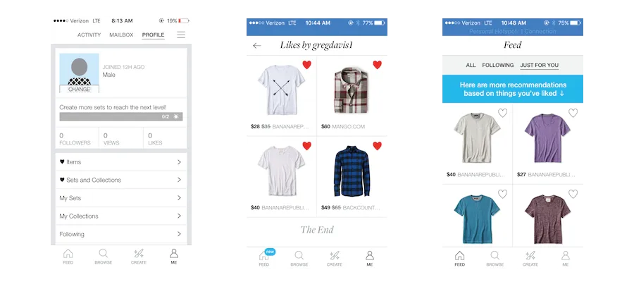 polyvore catalog user experience mobile marketing personalization example 2