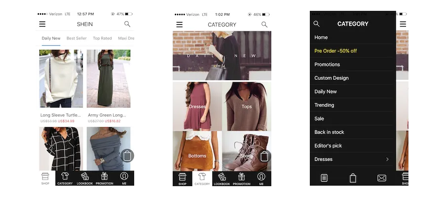 shein fashion ecommerce mobile marketing personalization example 3