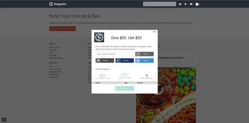 snapwire refer-a-friend marketplace example