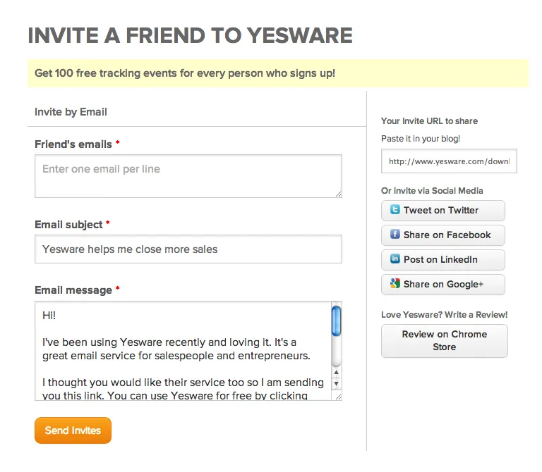 yesware refer a friend example