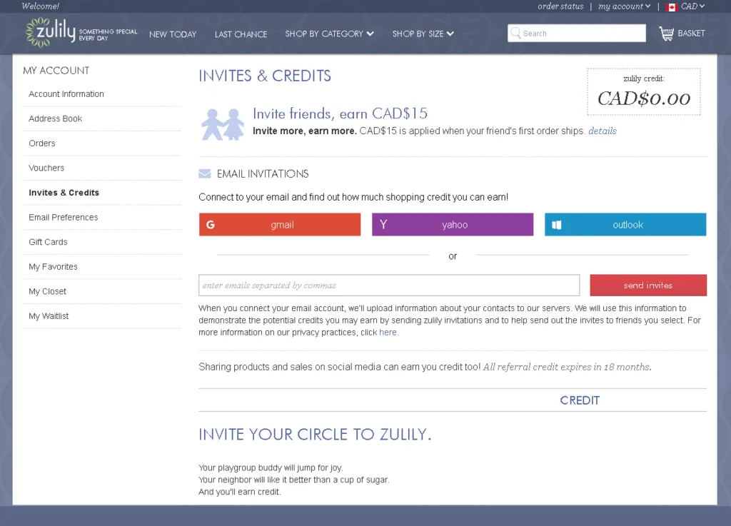 zulily refer-a-friend web example