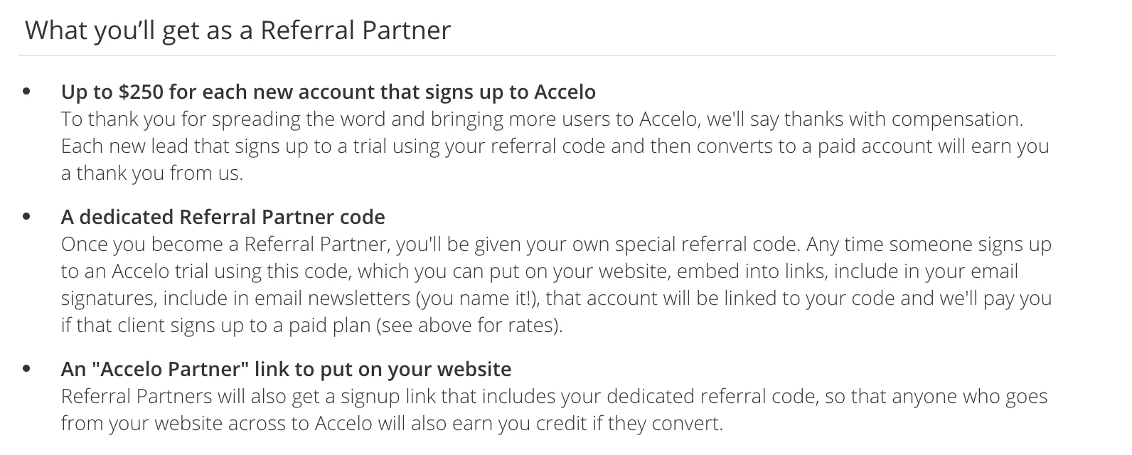an overview of benefits for Accelo partner program