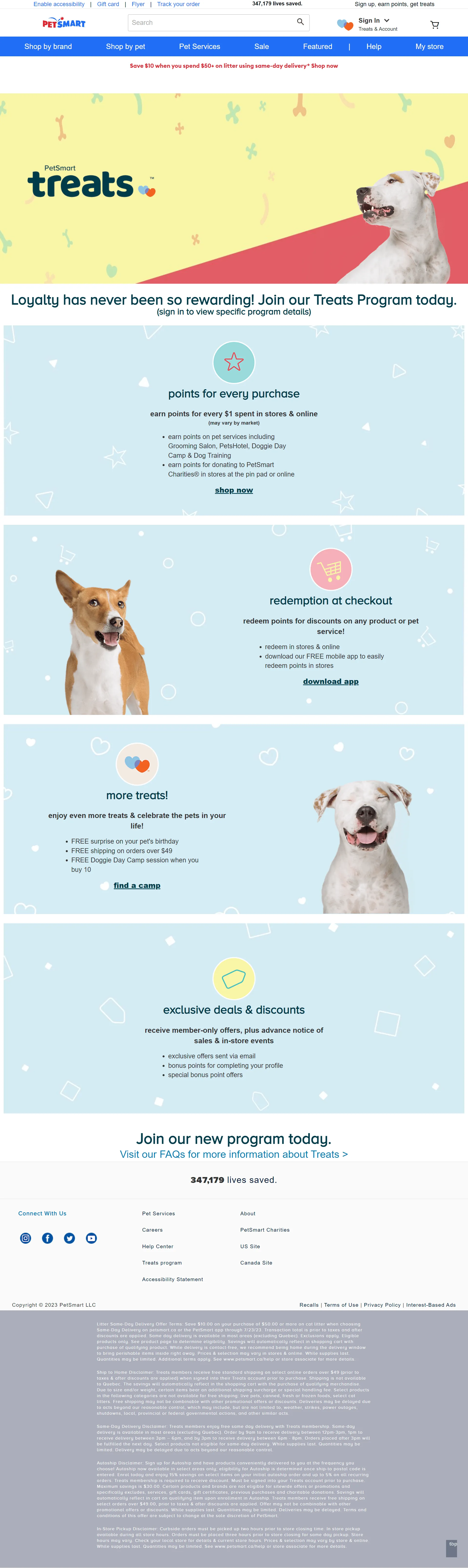 A screenshot of the interface for a loyalty program offered by Petsmart, a popular pet store.